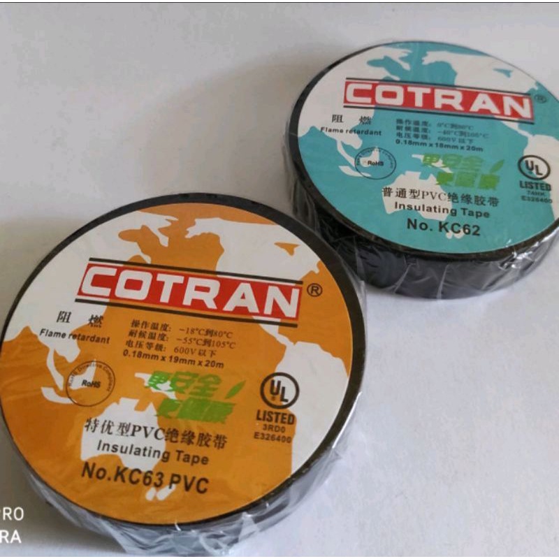 TERMURAH Isolasi Listrik/Electrical Tape COTRAN KC-62 / KC-63  - Hitam 20 meter