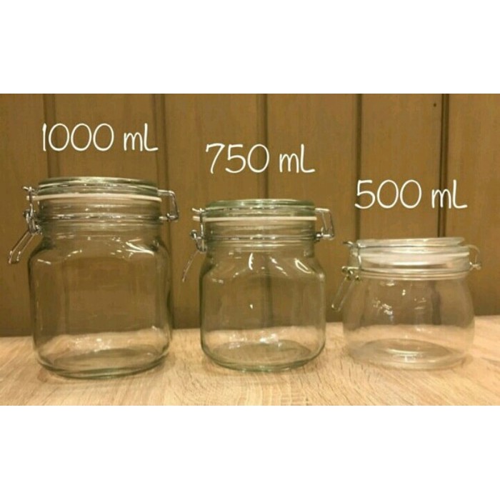 Toples Kaca 1 liter - Hermetico Jar 1000 ml
