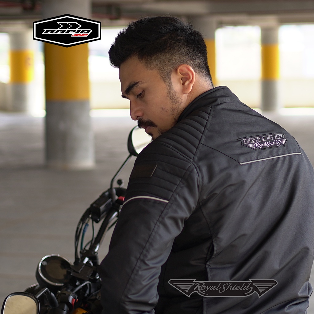 Jaket motor touring premium RAPID ROYALSHIELD vintage jacket reflektif, berventilasi, anti air dan anti angin dengan design vintage dan full bordir