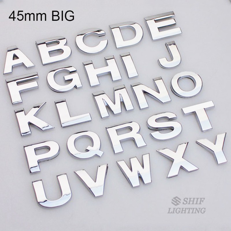 1 x 45mm Silver Metal DIY 3D Letter Alphabet Number Emblem Motor Car Emblem Sticker