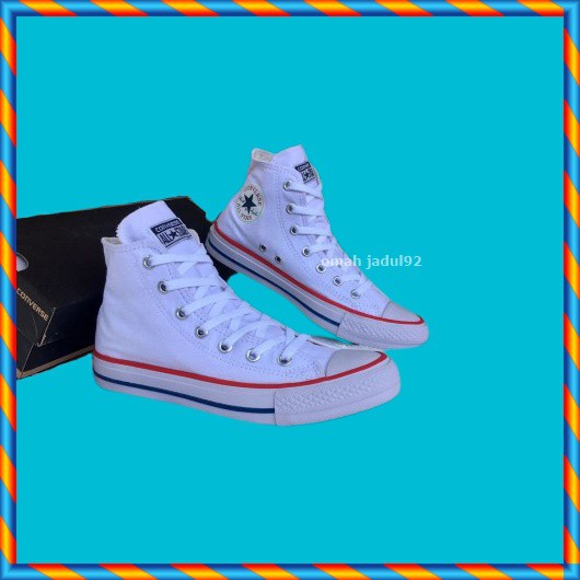 SEPATU SNEAKERS CONVERSE PRIA WANITA ALL SATR CLASSIC HIGH PUTIH POLOS  D8