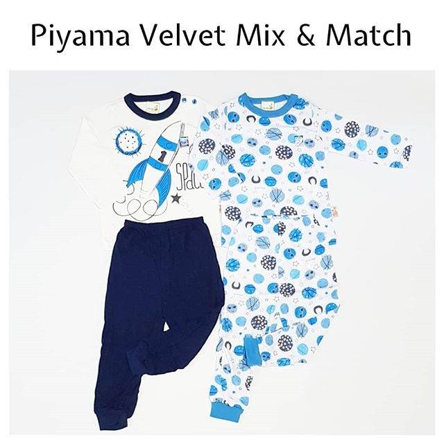 Setelan Piyama Anak Velvet Mix &amp;Match -Spaceship