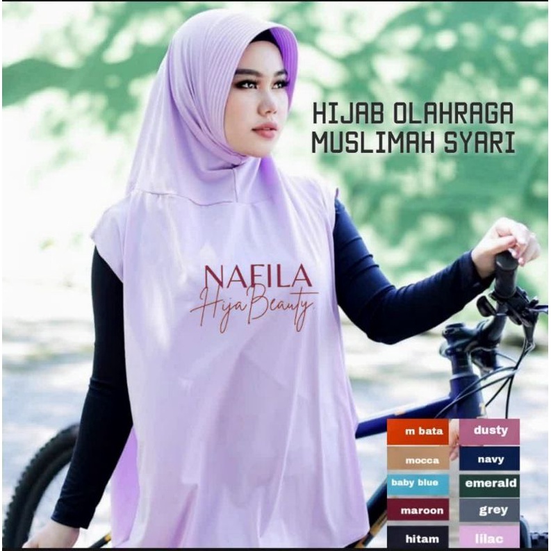 Hijab Olahraga Muslimah Syari Jumbo Menutup Dada dan Perut Bahan Jersey Adem nyaman Jilbab Sporty-2