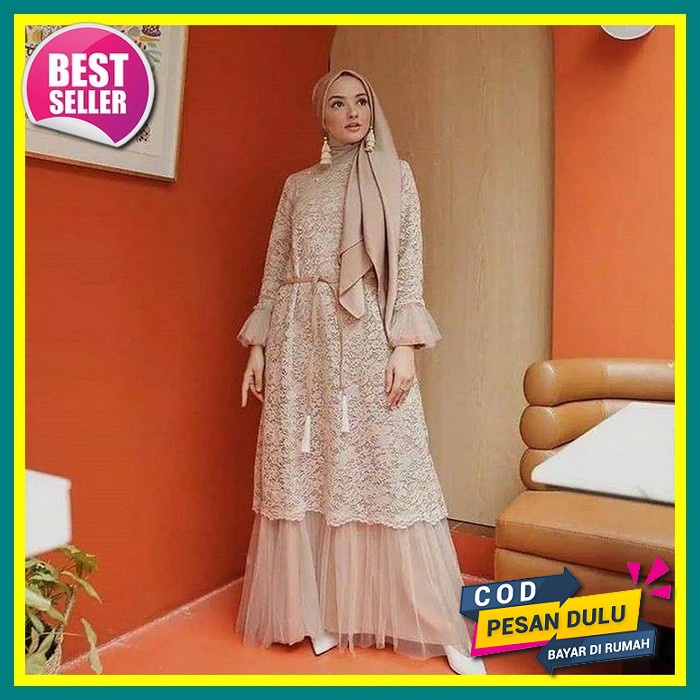 Baju Gamis Elegan Import Premium Pesta Kondangan Mewah Perempuan Dres Syari Gamis Lebaran Bju Muslim