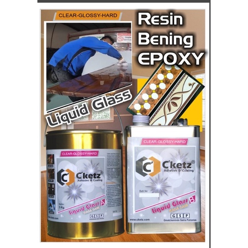 Jual Liquid Glass atau cairan Resin bening EPOXY 7,5 kg (5 kg part A