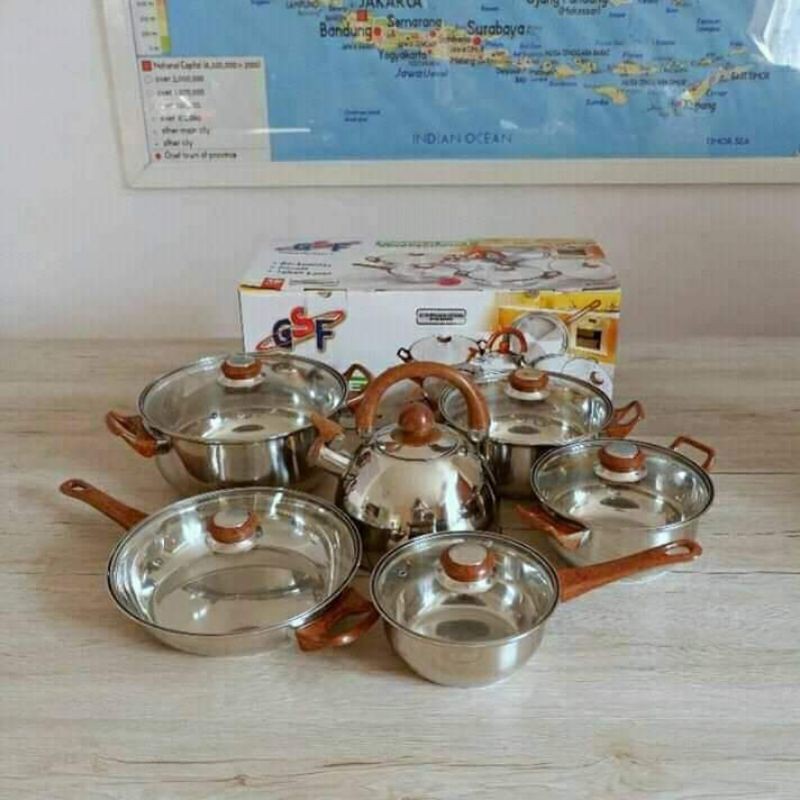 GSF Panci Set Serbaguna G-4212/ Panci Set/ Wajan Set