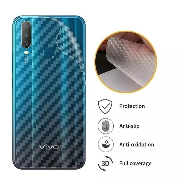 Skin Carbon Vivo Y12 / Y15 / Y17 -Terbaru Garskin Back Skin Handphone Protector