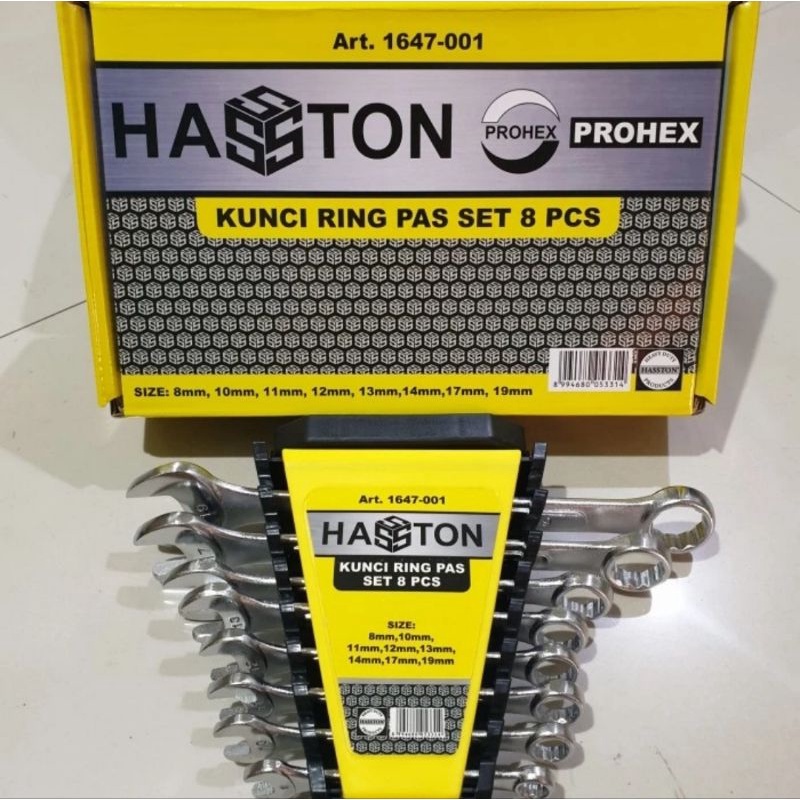 KUNCI RING PAS SET 8 PCS HASTON PROHEX COMBINATION WRENCH 8PCS HASTON