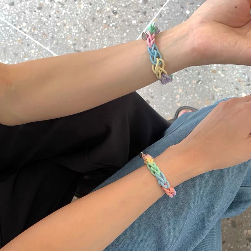 CUTE COLORFUL COUPLE MAGNETIC BRACELET GELANG TANGAN PASANGAN FRIENDSHIP PACAR WARNA WARNI TERANG MAGNET