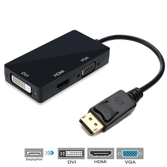 

PROMO - FSU Adapter Converter DisplayPort to HDMI VGA DVI - DP1IN4 - Black