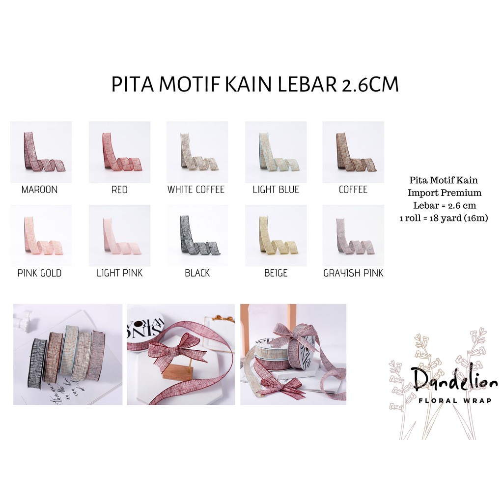 

PITA MOTIF KAIN LEBAR 2.6CM IMPORT PREMIUM (ECER PER LEMBAR) PITA KADO HAMPERS GIFT BOUQUET BUNGA