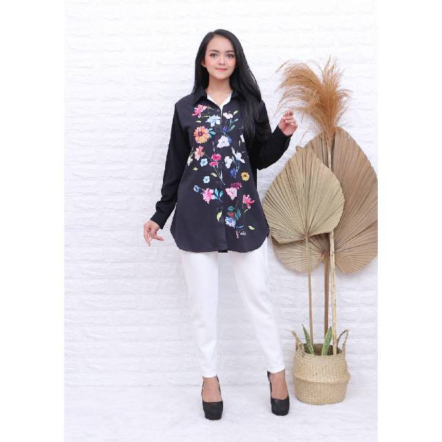 Blouse Kemeja bunga Lukis Warma