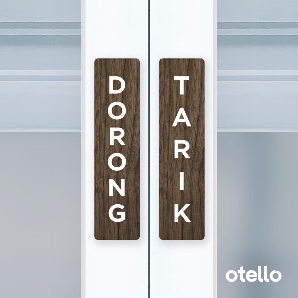 Dorong Tarik Sign Board Akrilik Signage Label Acrylic Stiker Pintu Push Pull Tempelan Kayu Wooden Tag Sticker Tempel Door Sign Aklirik