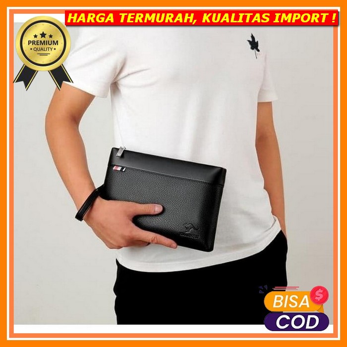 Clucth Pria Pouch Tm Alpha Graphite Handbag Kulit Clutch Premium Leather Black Tas Tangan Pria Impor