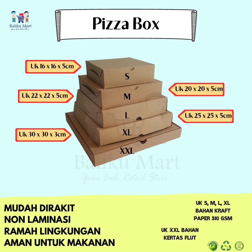 

Box Pizza Uk. S (16x16x5cm) 1 Pack isi 100pcs