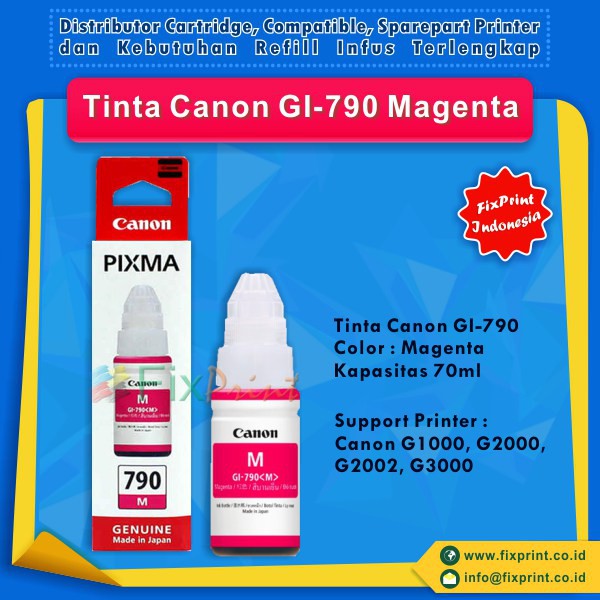 Tinta Original Canon G Series G1000 G2000 G3000 G4000 GI-790 Magenta