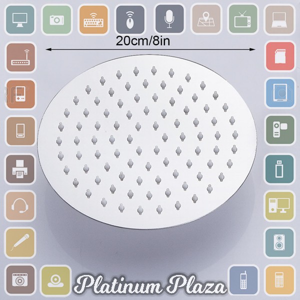 BATHE PROJECT Kepala Shower Mandi Rainfall Stainless Steel Round Shower 8 Inch - S30`15MCWC-- Silver