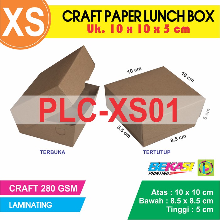 

Order Langsung PLC-XS01 Craft Paper Lunch Box Polos + Laminating Uk. XS 10x10x5 cm terbaik