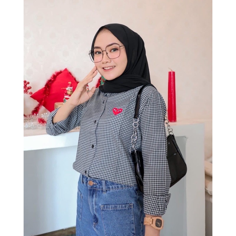 kemeja kotak kotak CDG / kemeja wanita K005850