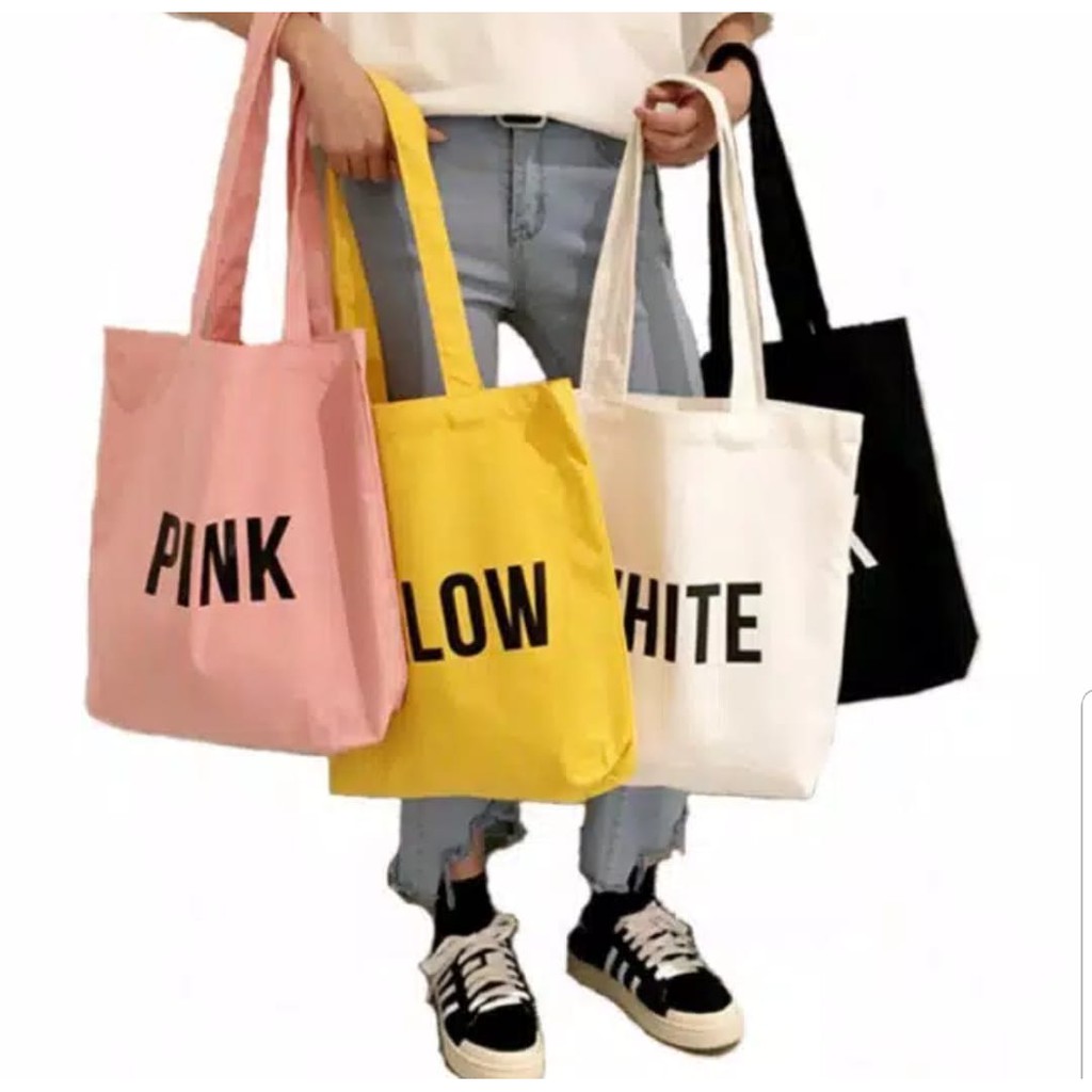 Totebag Wanita/Pria Basic Kanvas D300 Trendy Fashion(COD BAYAR DITEMPAT)Pake Resleting