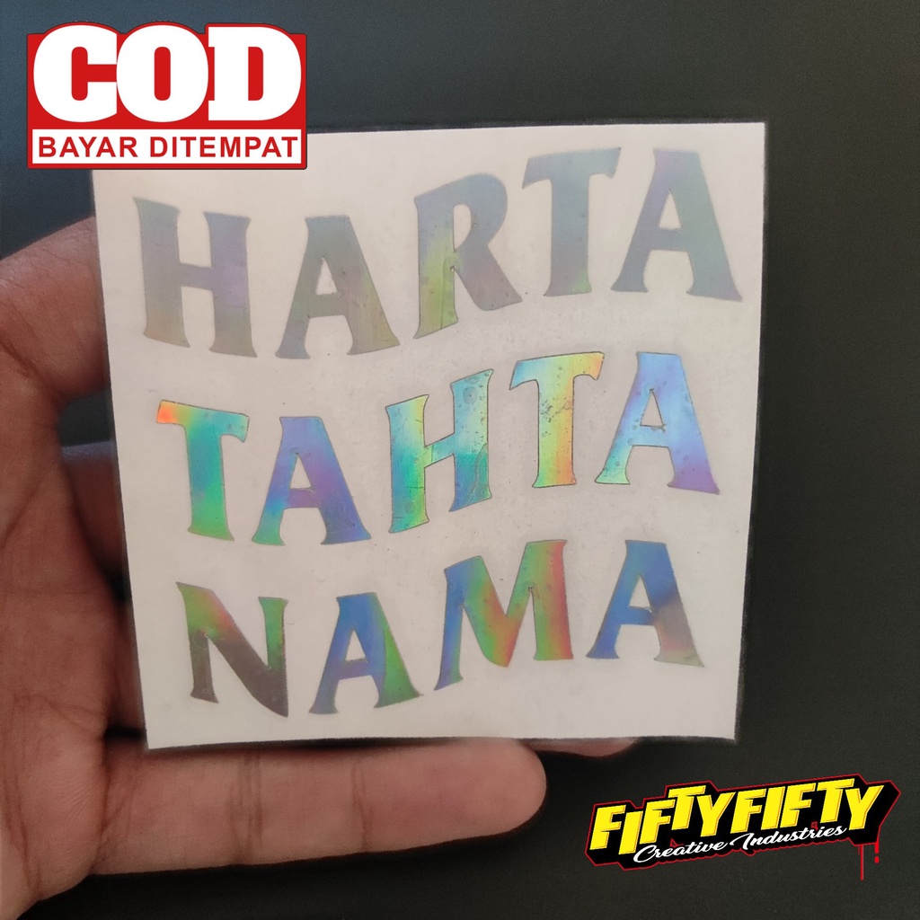 Stiker Harta Tahta Nama Anda Cutting Hologram Bebas Bisa Request