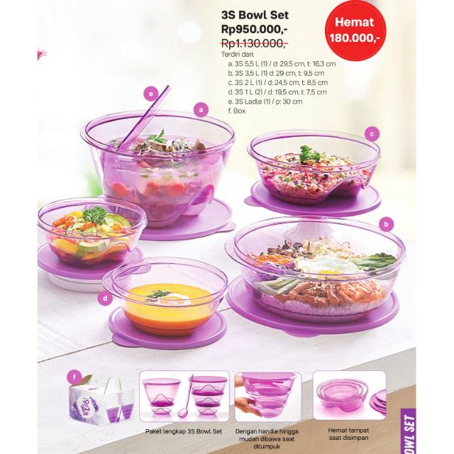 5pcs 3s bowl ungu with box