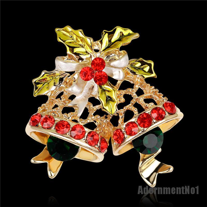 (Adornmentno1) Bros Pin Desain Lonceng Natal Hias Kristal