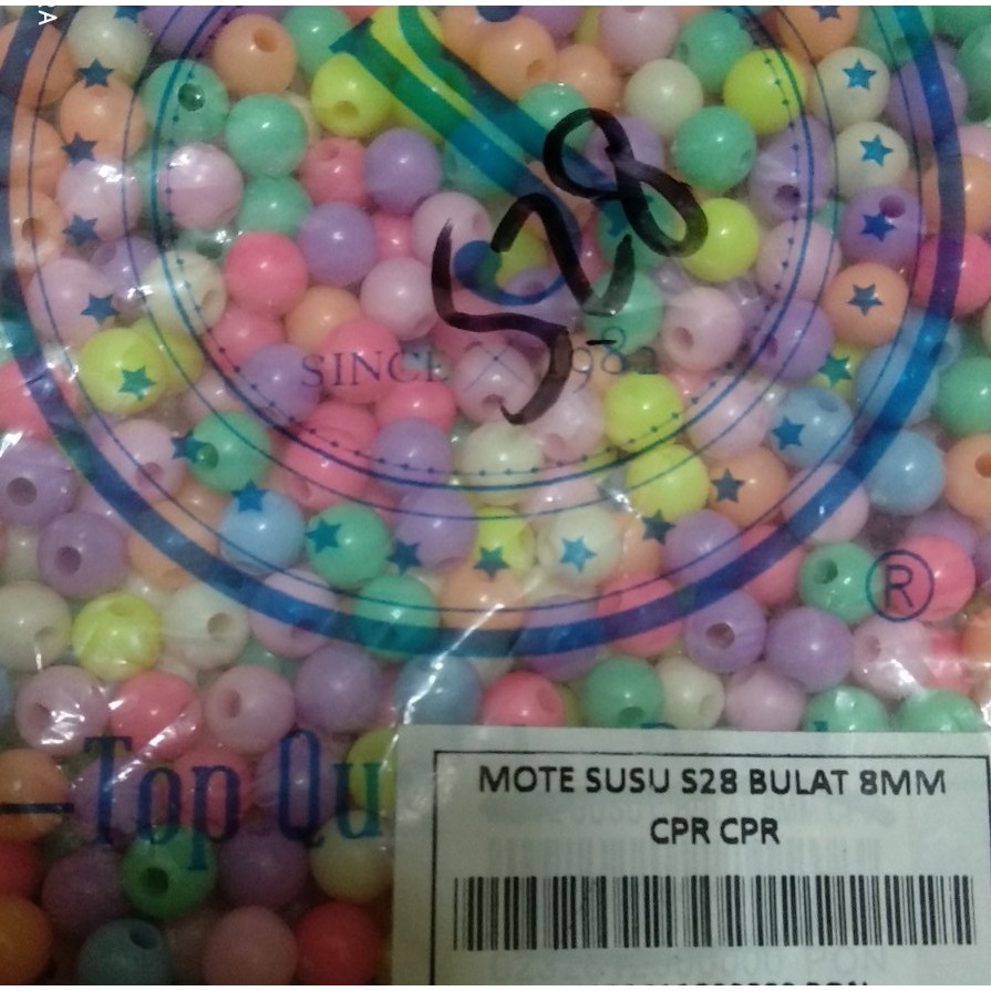 Mote Motif Dop Warna Pastel 8mm 1pon