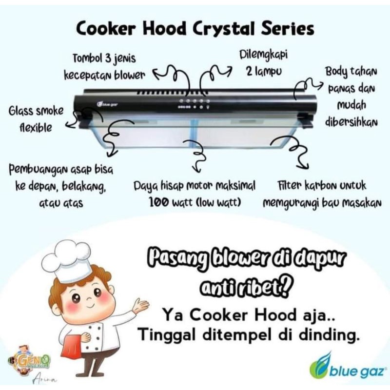 cooker hood crystal series blue gas #tigaraksa