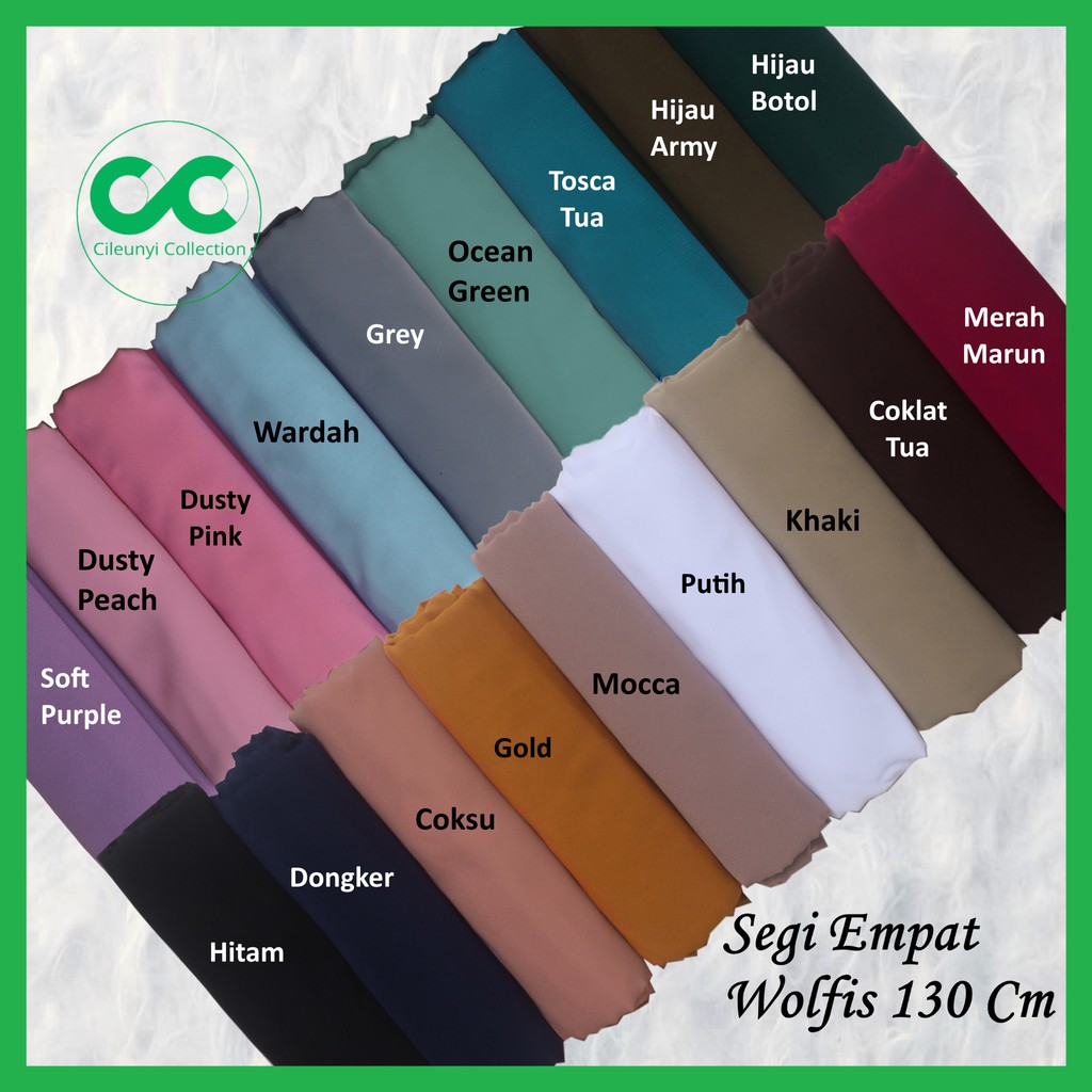 ✅✅ NO PO Segi Empat Wolfis Syar'i  Jumbo Jilbab Wolpeace Grade A 130x130 Harga Promo Hijab Square