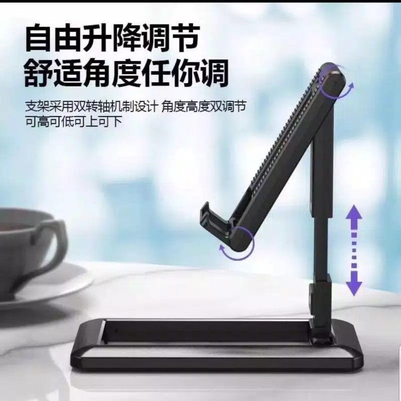 Folding Desktop Phone Stand HP Tablet Holder Adjust Sudut Tinggi Lipat