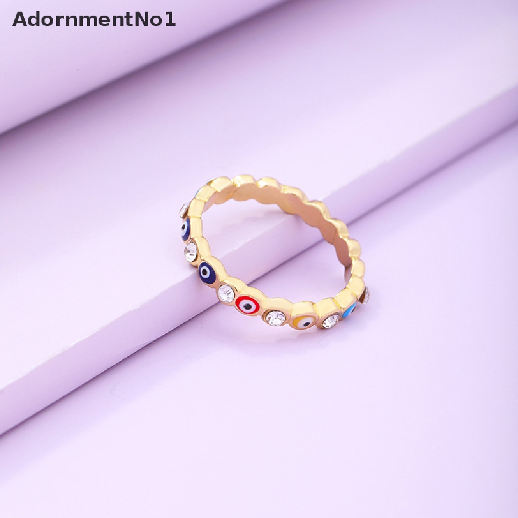 (AdornmentNo1) Ins Cincin Gaya retro Motif Mata Aksen Berlian Biru Untuk Perhiasan Wanita