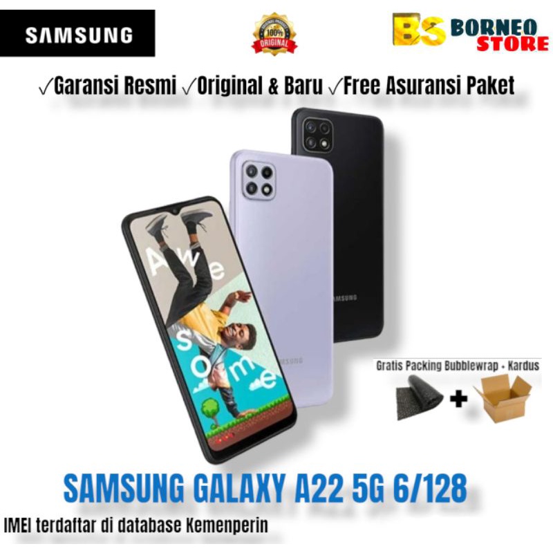 SAMSUNG GALAXY A22 5G 6/128GB - GARANSI RESMI
