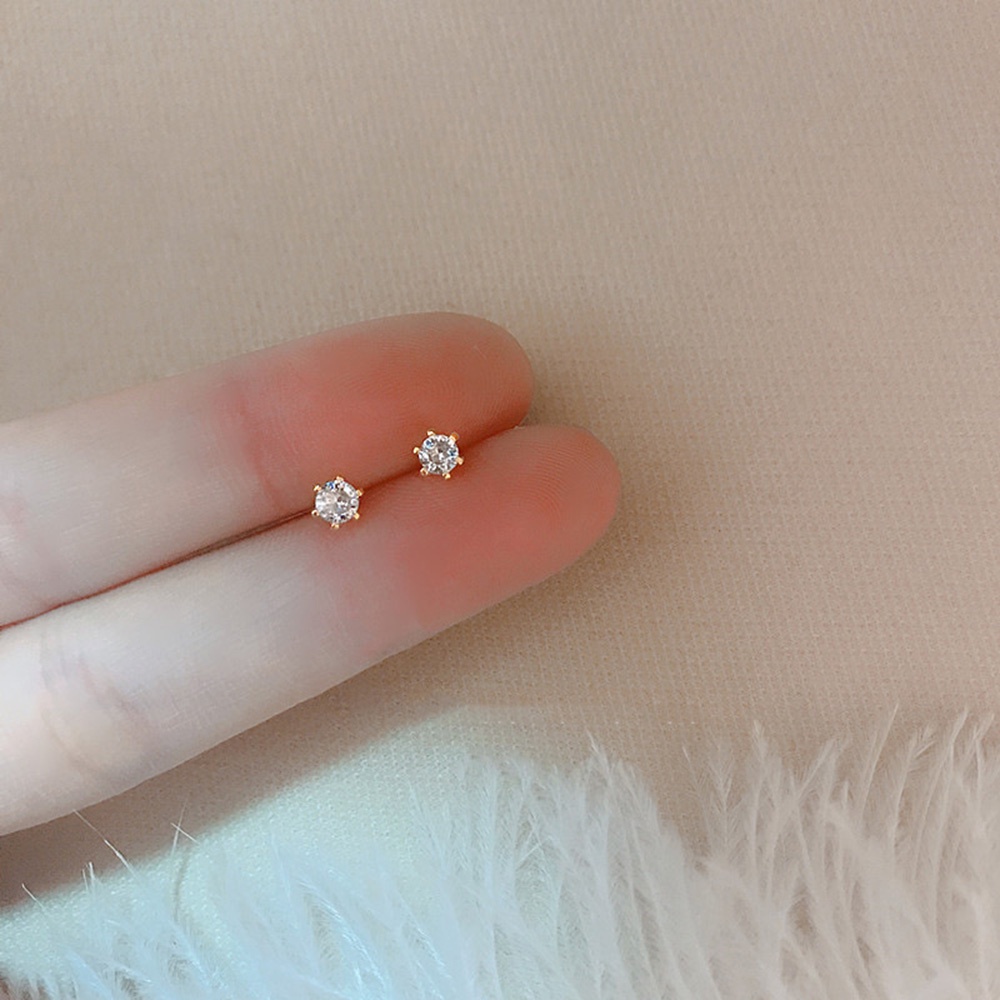 1 Pasang Anting Tusuk Zircon Mini Untuk Wanita