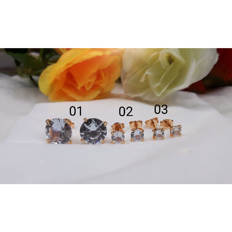 Anting Tusuk Xuping Mata Satu Lapis Emas