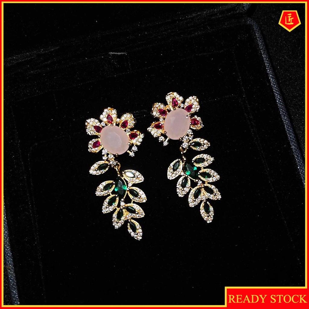 [Ready Stock]Fashion Elegant S925 Silver Flower Leaf Earrings