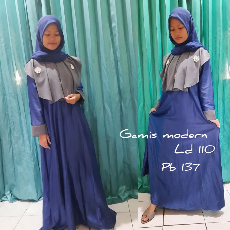 Gamis dewasa dress warna biru bca kondangan bahan velvet polos free hijab terbaru 2023