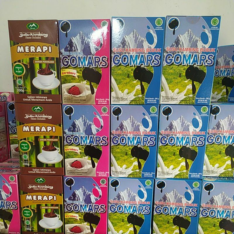 

SUSU KAMBING GOMARS. Susu kambing etawa Merapi 200gr. Susu kambing D.A KOLOSTRUM kadar susu 80%{ 10 SASET. }