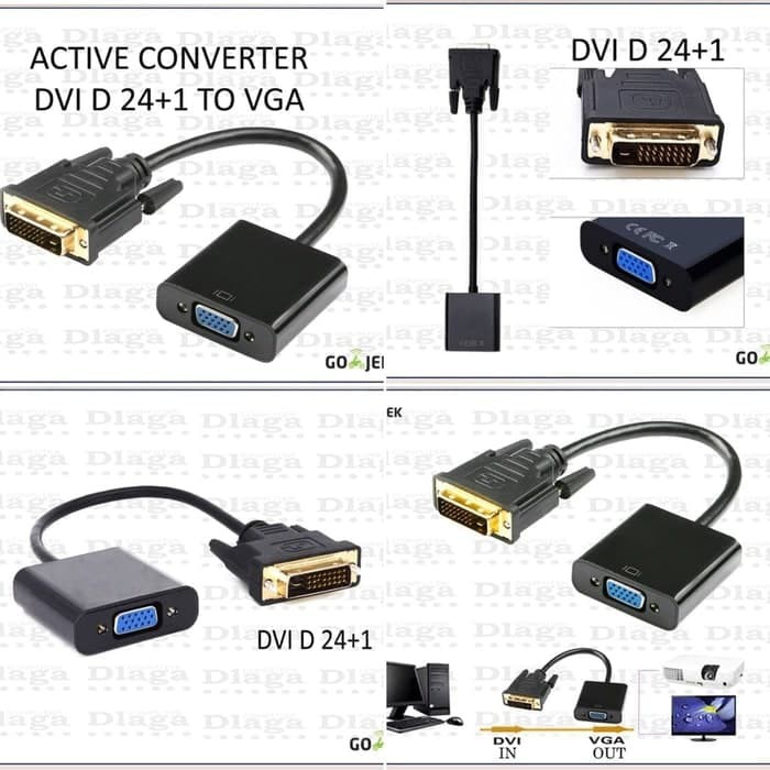 Active Adapter Dvi D 24+1 Dual Link Male To Vga Female