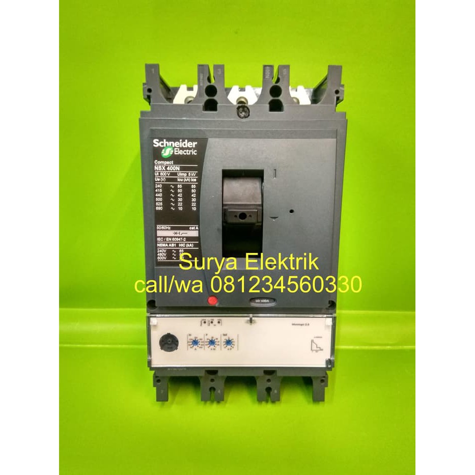 mcb mccb breaker schneider compact NSX400N 3P 400 amper 160/400A 50ka