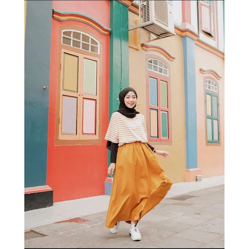 Rok Wolfish Premium Panjang Pusatgrosir_solo/ Rok Polos Panjang Wolfis Skirt Termurah Hits Selebgram