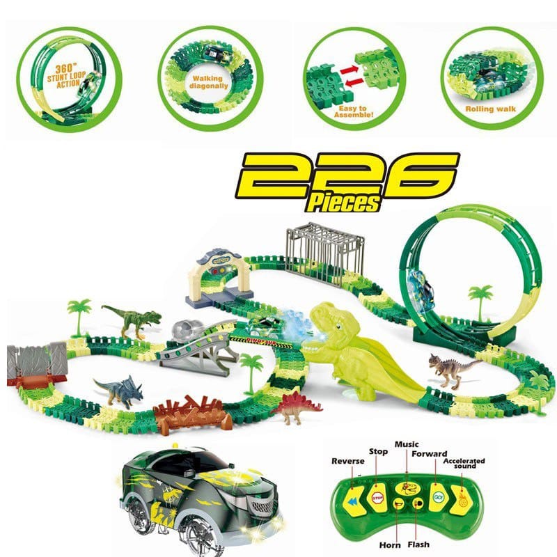 Spreay Dino Jurassic Track + RC Dinosaur Car 226 PCS