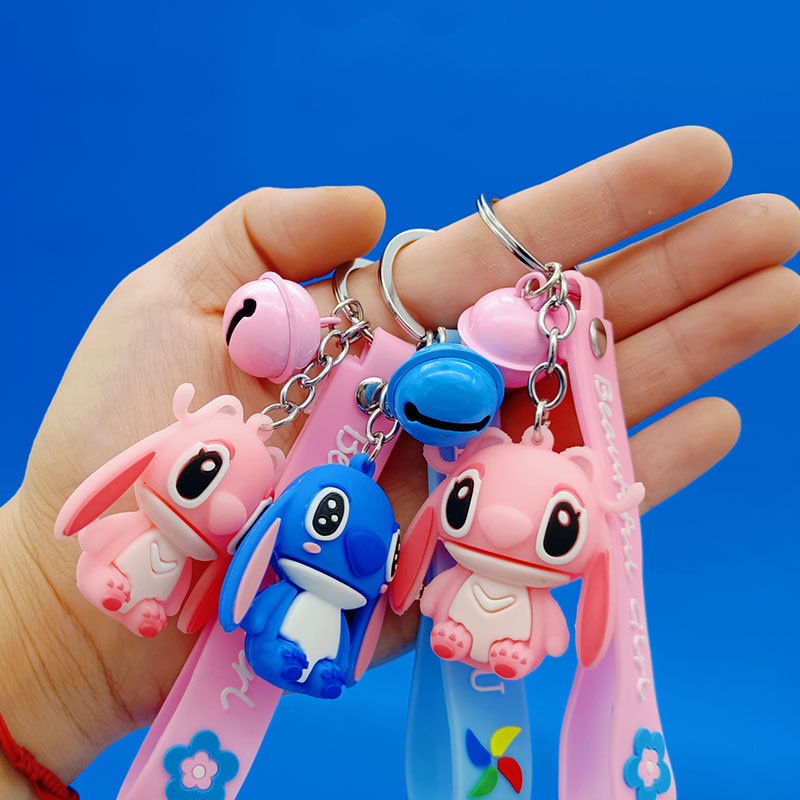 2022 Gantungan Kunci Boneka Anime Disney Lilo and Stitch Warna Biru / Pink