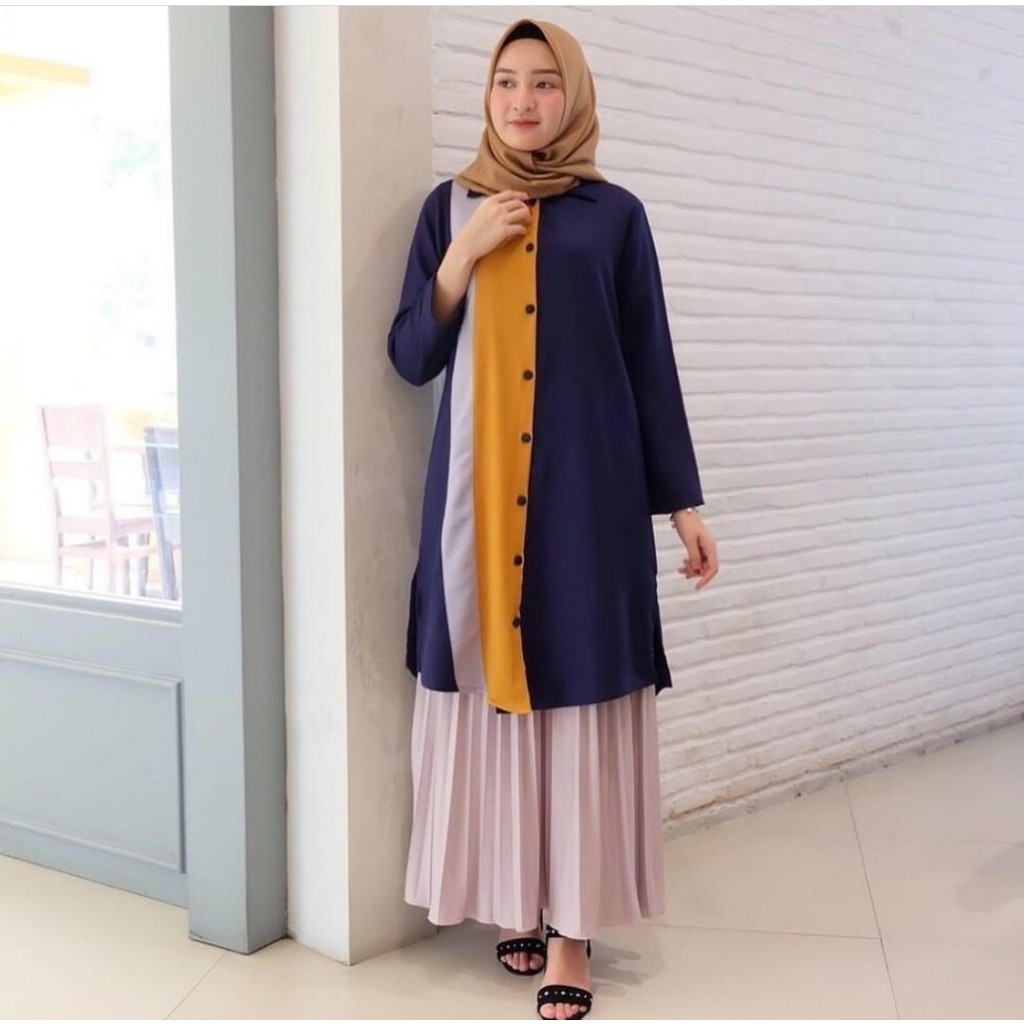 *[MCFK] Tunik Kombinasi Wanita / Tunik Gamis / Tunik Wanita Hijab / Tunik Ootd