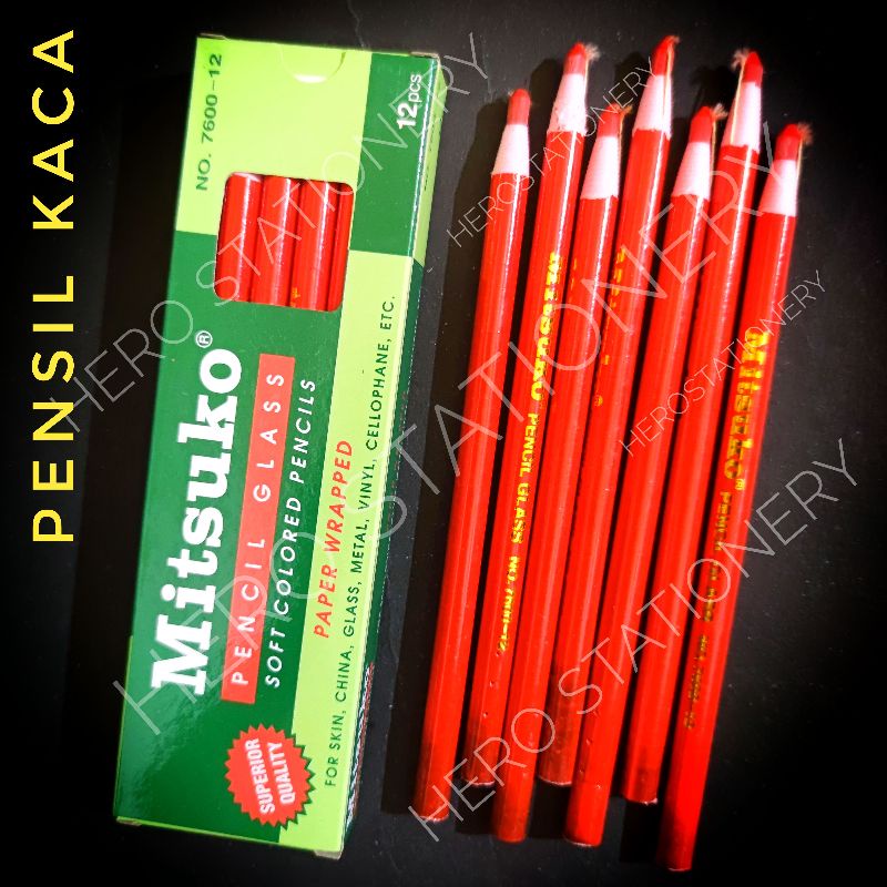 

Pensil kaca dermatograph pencil glass mitsuko merah red . 12 unit