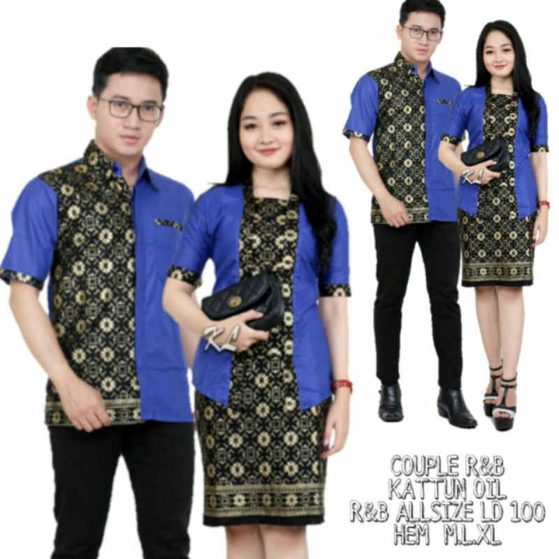 baju Couple batik kombinasi Rnb M.L.XL.XXL ori goedank store batik Pekalongan