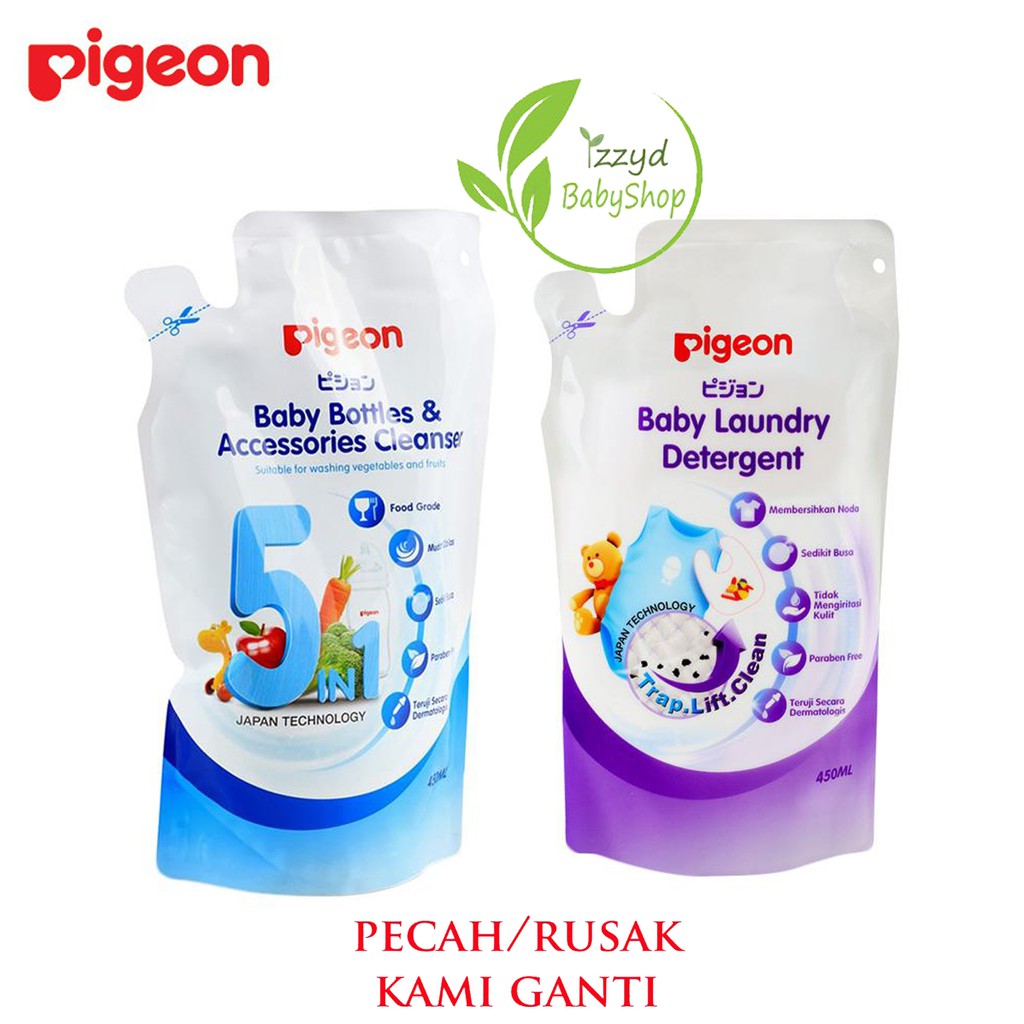 Pigeon Laundry Liquid dan liquid cleanser 450ml - REFILL atau botol deterjen pigeon detergent