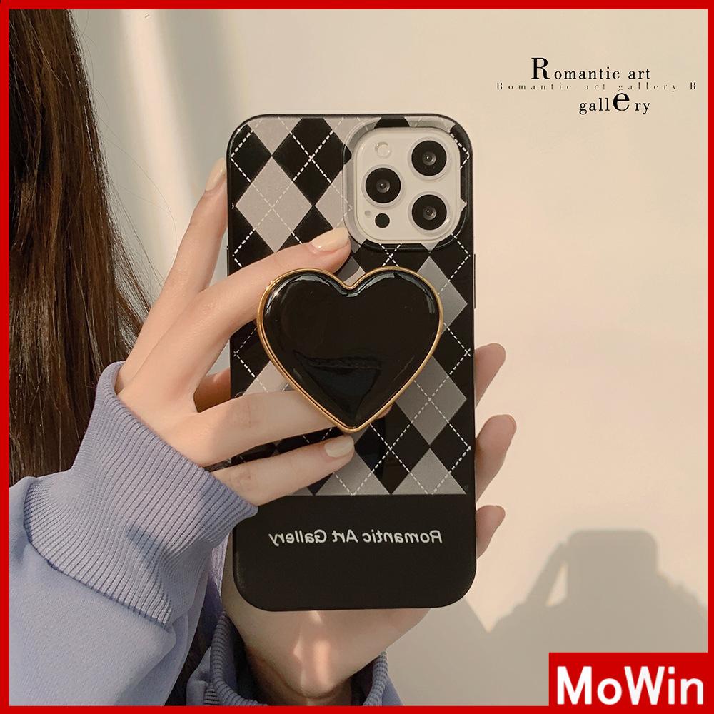 iPhone Case Silicone Soft Case Candy Case Black Heart Phone Stand with Folding Stand Grips Camera Bump Protection For iPhone 13 Pro Max iPhone 12 Pro Max iPhone 11 iPhone7 Plus