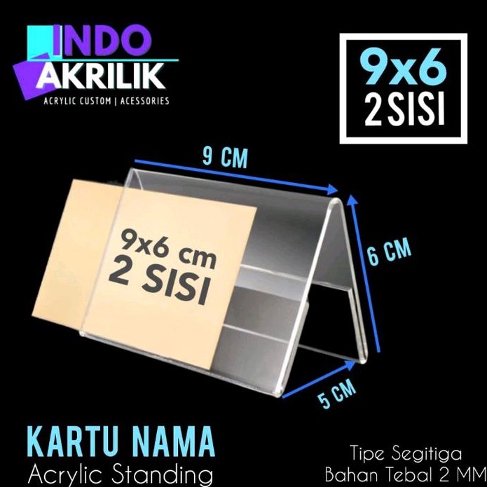 

AKRILIK KARTU NAMA 2 SISI 9x6 / Tent Card 9x6 Segitiga