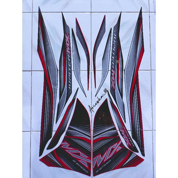 Striping Jupiter MX 135 2012 Lis Merah | stiker bodi motor yamaha jupiter mx 135 hitam sayap merah